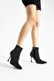 Women's Genuine Leather Studded Detailed Boots Black Suede