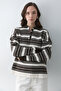 Dark Brown - Cream Two-Tone Striped Sweater - 251140 - 3