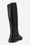 Ansel Black Skin Genuine Leather Women's Riding Boots with Ankle Strap - 5