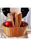 OneDcor Handmade Wicker Picnic Basket with Handle, 49x30x40 cm, Beige - 5