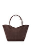 Double Handle Suede Hype Women's Shoulder Bag Brown - 3
