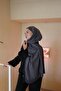 F Pattern Wool Cashmere Shawl Anthracite - 4