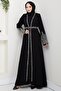 Stone-Detail Inner Abaya Set Black HM2858