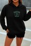 Women's Winter Cotton Boston Printed Hooded Kangaroo Pocket Regular Sweatshirt