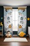 Blue Fun Robot Patterned Children's Baby Room Background Curtain (Single Wing Pricing)