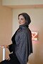 F Pattern Wool Cashmere Shawl Anthracite - 3