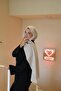 F Pattern Wool Cashmere Shawl Ivory - 3