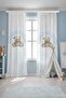 Blue Rainbow Cute Teddy Bear Patterned Children's Baby Room Background Curtain (Single Panel Pricing) - 2