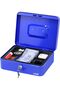 Large Cash Box Steel Register with Tray and Lock (25x20x9 cm) - Blue