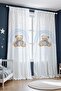 Blue Rainbow Cute Teddy Bear Patterned Children's Baby Room Background Curtain (Single Panel Pricing) - 3