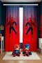 Red Spider-Man Patterned Children's Baby Room Background Curtain (Single Panel Pricing)