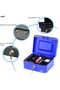 Medium Cash Box Steel Register with Tray and Lock (20x16x9cm) Blue - 3
