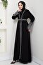Stone-Detail Inner Abaya Set Black HM2858 - 5