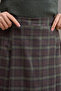 Brown Green Double Pleated Plaid Skirt - 3