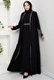 Stone-Detail Inner Abaya Set Black HM2858 - 2