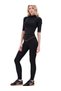 Slimx Thermal Cross High Waist Sports Thermal Leggings & Half Zipper Short Sleeve Thermal Body Suit - 4