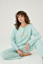 Happy Waffle Pajama Set with Text and Heart Print Detail - 4