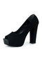 Carolina Black Suede Open-Front Round-Toe Thick Platform Heeled Shoes - 4