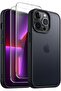 3-in-1 Matte Case for iPhone 13 Pro 6.1-inch with 2-Pack Tempered Glass Protectors - Black