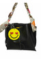 Black Handbag and Shoulder Bag with Scarf, Chain Strap, Smiling Face Figure, Mirrored Keychain Gift - 5