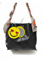 Black Handbag and Shoulder Bag with Scarf, Chain Strap, Smiling Face Figure, Mirrored Keychain Gift - 4