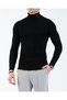 Italian Style S Slim Fit F Corded Fabric High-Neck Knitwear Men's Sweater Black T13148