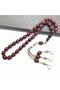 Old Cast Large Size Crescent and Star Detailed Crimped Amber Prayer Beads