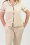 Women's Muslin Pajama Set Shirt Collar Relaxed Fit Sleepwear Set - 2