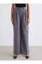 Gray wide leg pleated women's trousers - 2