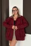 Women's Velvet Collar Stylish Lining Detailed Zippered Double Pocket Trendy Jacket - 3