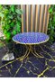 Glass Decorative Display Stand with Line Detail Metal Gold Legs, Stand, Kura Piped K