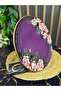 Glass Design Metal Leg Presentation Plate, Moon-Shaped Metal Leg and Decorative Glass Rose Pattern on Top - 4