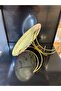 Glass Design Metal Leg Presentation Plate, Moon-Shaped Metal Leg and Decorative Glass Rose Pattern on Top - 7