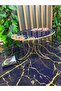 Glass Design Metal Leg Presentation Plate, Moon-Shaped Metal Leg and Decorative Glass Rose Pattern on Top - 3