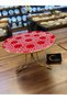 Glass Decorative Display Stand with Line Detail Metal Gold Legs, Stand, Kura Piped K
