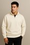 Men's Thick 3 Thread D Mock Neck Half Zipper Winter Sweatshirt with Fleece Inside - 5