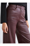 Burgundy Loose Fit Women's Leather-Look Pants - 3