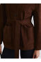 Brown Oversized Women's Suede Look Shirt Jacket - 3