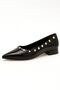 Women's Staple Detailed Wrinkled Patent Leather Business Office Stylish Ballerina Casual Shoes - 3