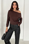 Women's Off-Shoulder Long Sleeve Blouse – Wine Mood - 5