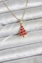Golden Steel Chain Red Pine Tree Christmas Theme Women's Necklace for Elegant Necks - 2