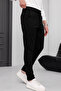 Men's Black Slim Fit Stretch Fabric Pants - 3
