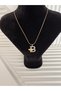Zircon Stone, Gold Color, Bee Detail, Stylish Design Steel Letter Necklace - 3