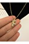 Steel, with Stylish Chain Detail, Two-Tone, Design Letter Necklace - 3