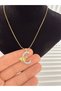 Zircon Stone, Gold Color, Bee Detail, Stylish Design Steel Letter Necklace - 2