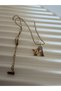 Zircon Stone, Gold Color, Bee Detail, Stylish Design Steel Letter Necklace - 5