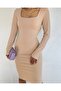 Square Collar Necklace Midi Dress - 3