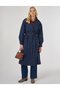 Epaulette Detailed Belted Trench Coat Dark Navy Blue