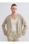 Classic Beige V-Neck Women's Knit Cardigan