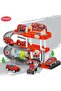 Fire Rescue Parking Garage Playset for Kids 2 Layer Sliding Track with Lights & Sound - 8